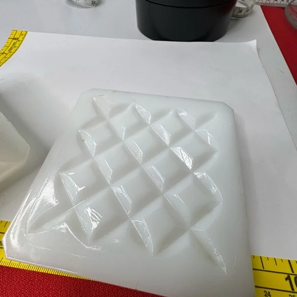 Anchor Hocking white opaque milk glass covered 4” square powder or trinket - Picture 4 of 13